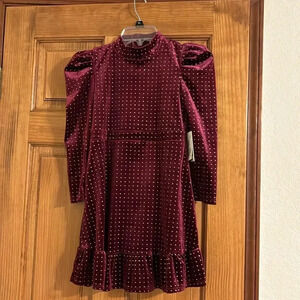 Honey and Rosie Girl’s Burgundy High Neck Dress